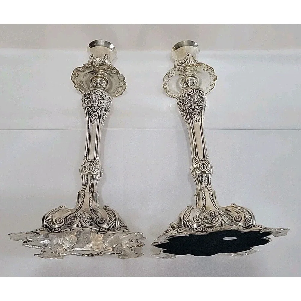 2 Vintage Godinger BAROQUE Style Ornate Silver-Plated 11.5